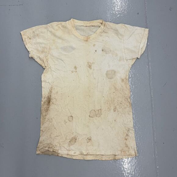 Vintage 60s White Distressed Blank Cotton T-Shirt - Picture 1 of 3